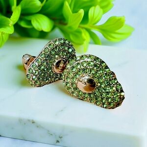 Avocado fruit stud earrings made with green zirconia; approx .65"L x .47"W; nwot